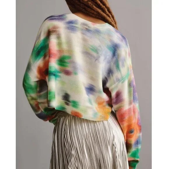Anthropologie The Alani Cropped Cashmere Tie-Dye Sweater Small